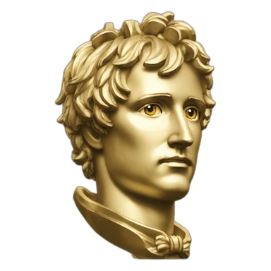 Laurel wreath on short hair serious napoleon bonaparte golden statue sticker