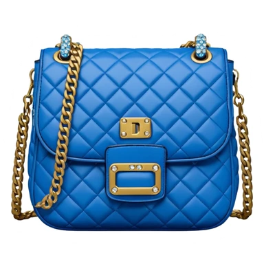 Hyperrealistic, mirco-detailed, Diesel
Blue Charm-D, padded and quilted Shoulder S Bag,  with crystal cut logo charms on chain, isolated, rendering, 4k hd quailty  sticker
