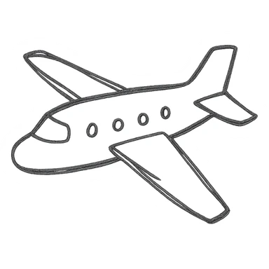 airplane, hand drawn icon with no fill sticker