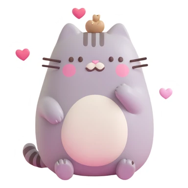 Pusheen the cat in love, 3D style, hearts, cute, soft colors sticker
