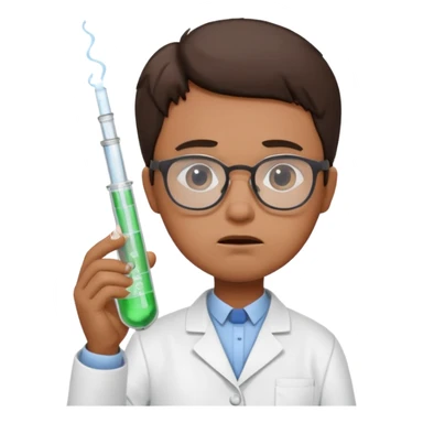 Frowns with Glasses,  Disappointed Scientist: Lab coat, thin glasses, holding test tube, upset expression
 sticker