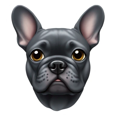 Dark grey French bulldog with one ear down sticker
