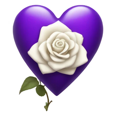 Purple heart with a white rose inside no leaves sticker