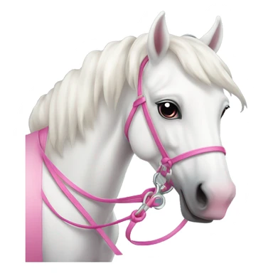 Cute white horse with pink rein sticker