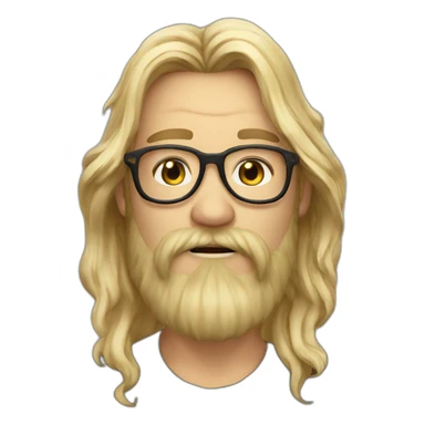 Dude blond round glasses chaotic beard long hair drink rhum sticker