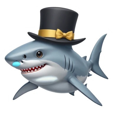 Shark with a top hat sticker