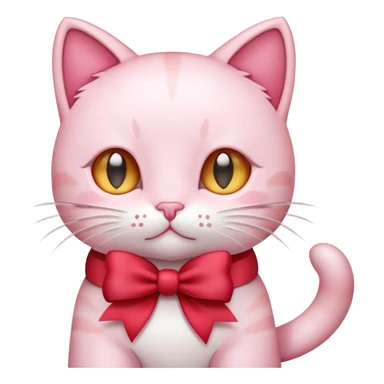 light pink kitty with white and red bow sticker