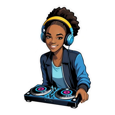 A black women teen dj sticker