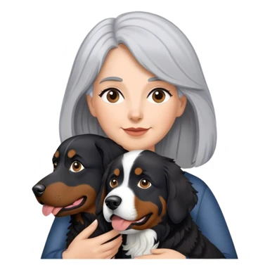 Black lab Gray hair Woman and black lab and Bernese mountain dog sticker