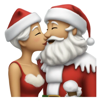 Santa kissing Mrs clause sticker