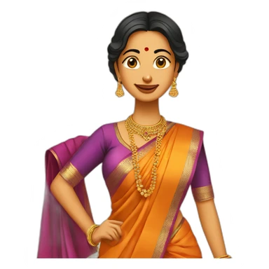 Maharashtrian women with saree and Nath  sticker