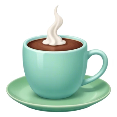 hot chocolate in a pastel blue mug on a green plate sticker
