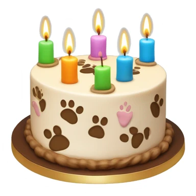 Paw print birthday cake with three candles sticker