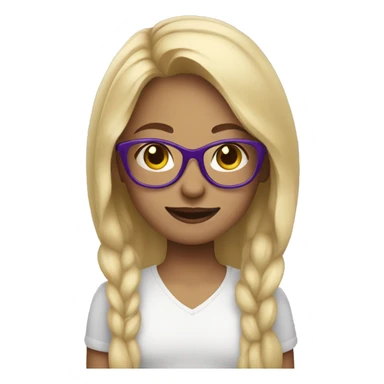 girl with blonde hair and purple glasses sticker