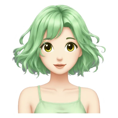 Gorgeous Beautiful Anime-Green/Pastel-Girl with pretty hair aesthetic sticker