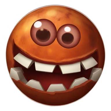 planet Mars with a cartoon grinning spider face with big eyes sticker