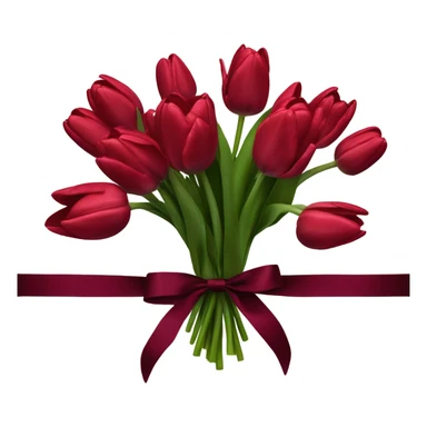 A lush bouquet of scarlet tulips wrapped in a velvet burgundy ribbon
 sticker