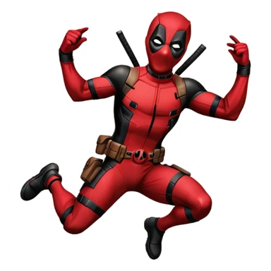 Дедпул прыгает с возгласом Alpha sticker