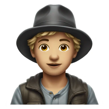 realistic portrait of boy in hat sticker