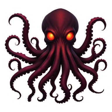 Large dark silhouette of a monster with multiple tentacles against a glowing red sky. sticker