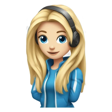 long blonde hair blue eyed gamer girl pink  sticker
