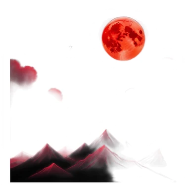Edgy Black night sky with big Red vibrant neon-crimson-blood-moon Aesthetic Scenery full picture  sticker