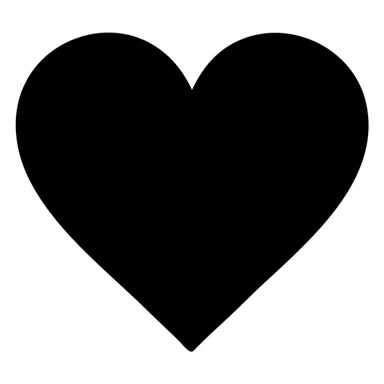 solid black filled icon of a heart, no outline, simple and bold sticker