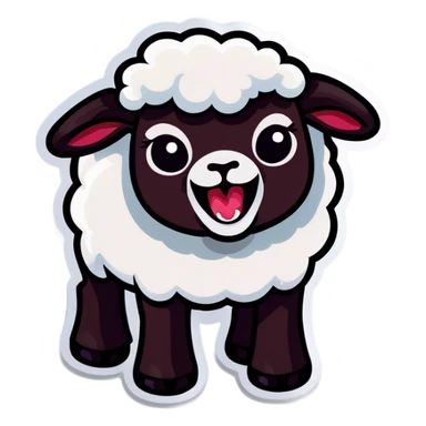 A lamb with fangs sticker