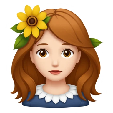 Ein braunhaariges Mädchen (glatte Haare ) mit einen Blume hinter dem ohr lange haare zur Seite kuckend  sticker