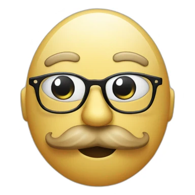 Disguised face thinking emoji. Has a mustache and a round glasses sticker