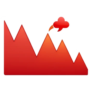 red chart decreasing sticker