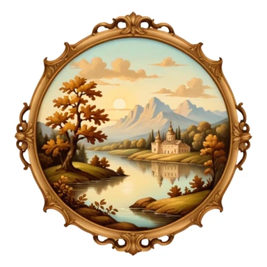 Vintage brown rococo painting art nature  sticker