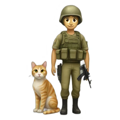 Israeli soldier with a cat sticker