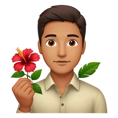 Man holding hibiscus flower sticker