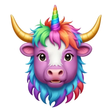 Highland cow rainbow unicorn sticker