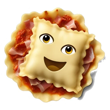 ravioli with cured ham, sundried tomatoes and sauce sticker