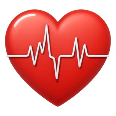 Minimal line-art icon of a heart with a pulse line inside, clean modern style, simple outlines, no background, transparent, represents “medical challenges / health difficulties sticker