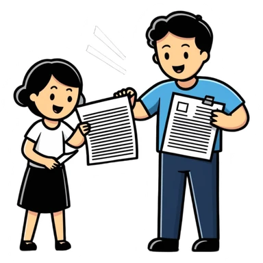 man celebrating the singing of divorce papers next to crying woman art influence two subjects sticker