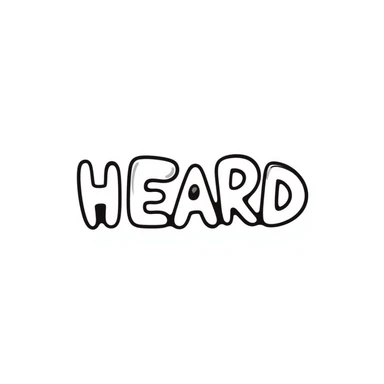 'HEARD' text in a hand-drawn doodle style emoji sticker