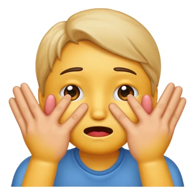 Make an emoji blushing while trying to hide her face sticker
