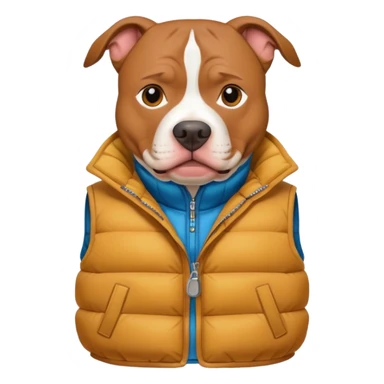 Pitbull wearing a puffer vest  sticker