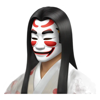 hot-guy-noh-mask-longhair-japanese-kimono sticker
