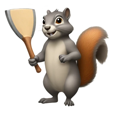 Squirrel holding two hatchets  sticker