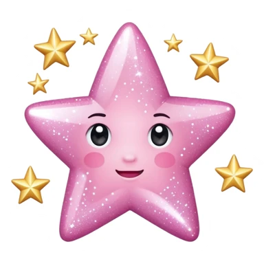 baby pink glitter sparkling shiny with star shapes sticker