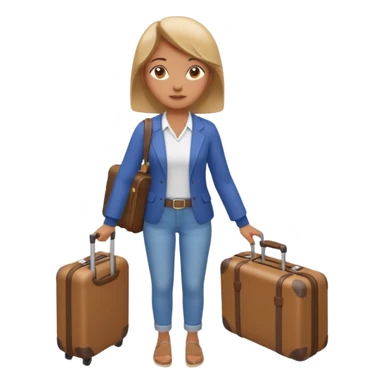woman carrying a suitcase portrait, head and shoulders only, suitcase handle visible near shoulder, casual travel outfit, confident expression, travel vibe, 3D cartoon style, mobile game icon style, clean background, no text, no watermark sticker
