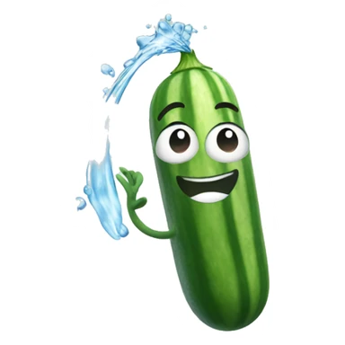 Cucumber spraying water sticker