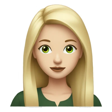 Young white woman, long blonde hair with bang, green eyes writing on laptop sticker