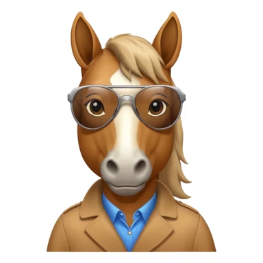 A horse is showing off his new sunglasses with a proud expression sticker