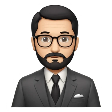 Professor Bentley Dyed black gray hair  frencb beard graying indian guy in suit with a bentley car. Older look with glasses sticker