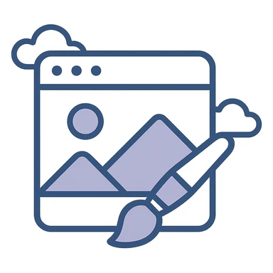 Paint.NET logo style, minimal, blue and white, no text sticker